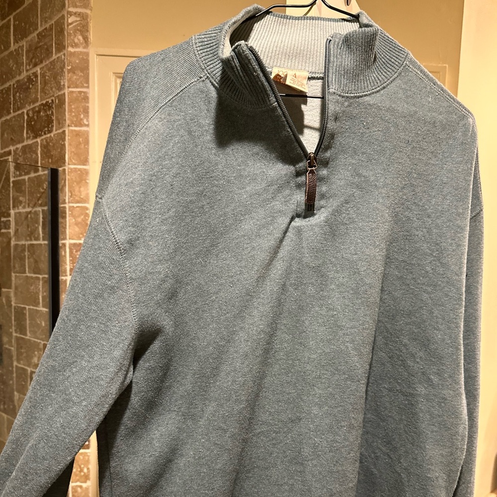 Jos A Bank Navy Blazer 1/4 Zip Pullover Sweater Men's Medium 100% Cotton